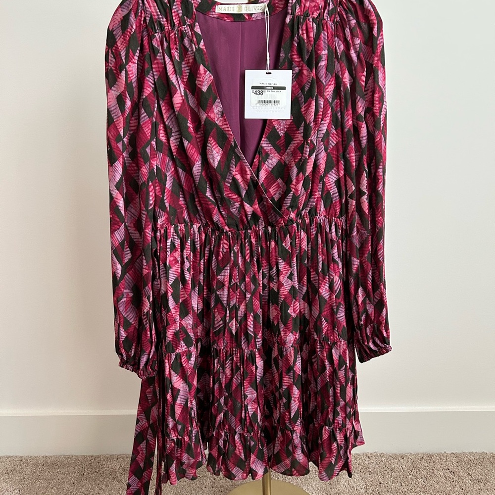 Marie Oliver Pink and Black Patterned Dress